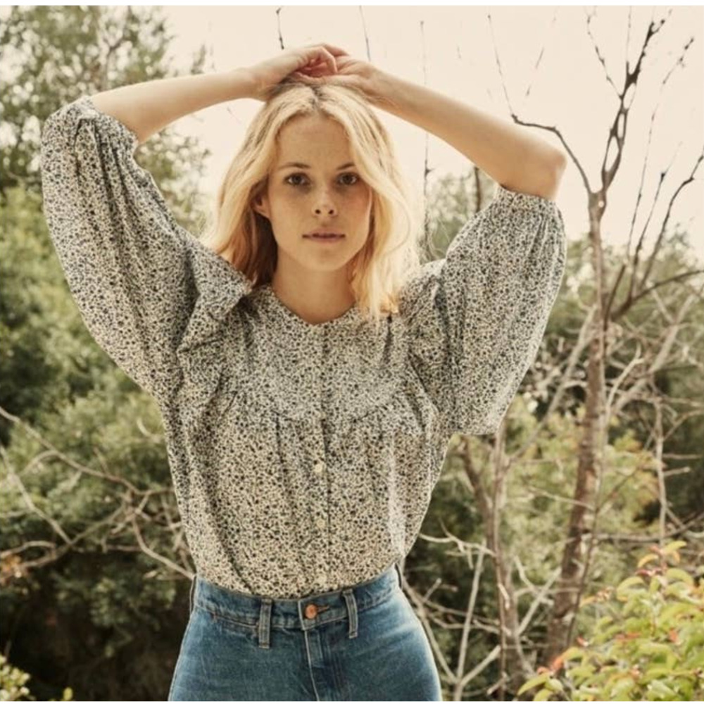 Doen Berkley Top in Navy Champignon Floral Size M - Picture 11 of 11
